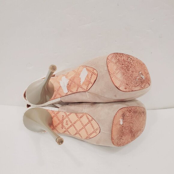 L.A.M.B Beige Suede Platform Heels - Picture 4 of 5